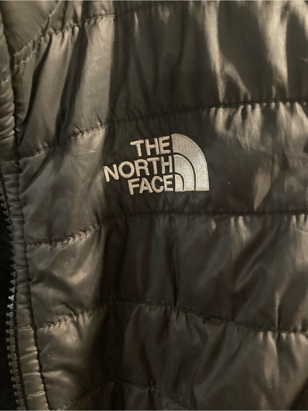 The North Face Black Quilted Jacket with White Logo